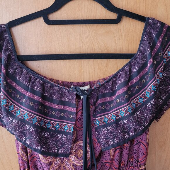 Monteau Floral Pattern 80's Bohemian Maxi Dress - Picture 5 of 6